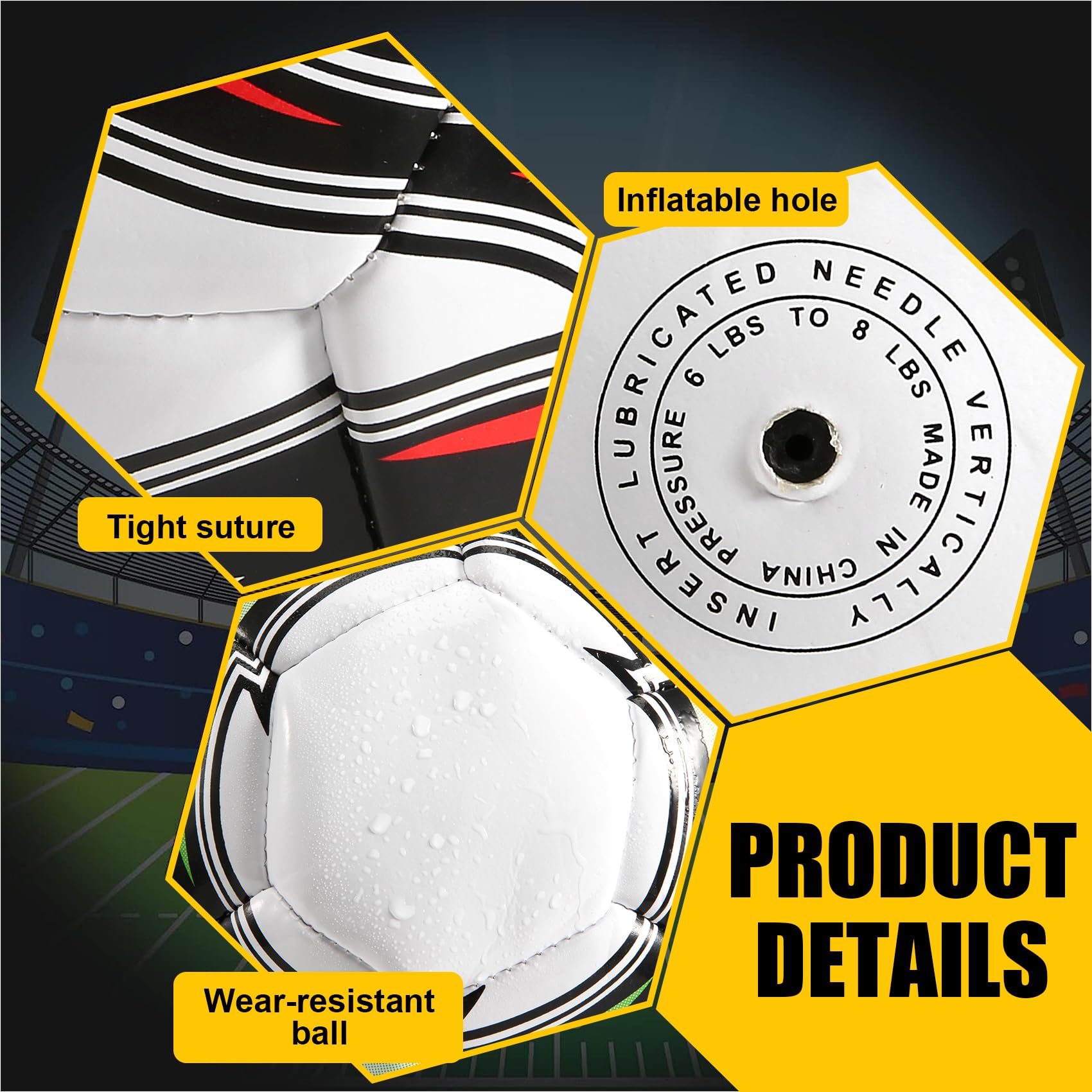 Ballon De Foot Taille 5 Professionnel - Pour Entraînement Et Match - Rouge, PVC Résistant, Design 30 Panneaux