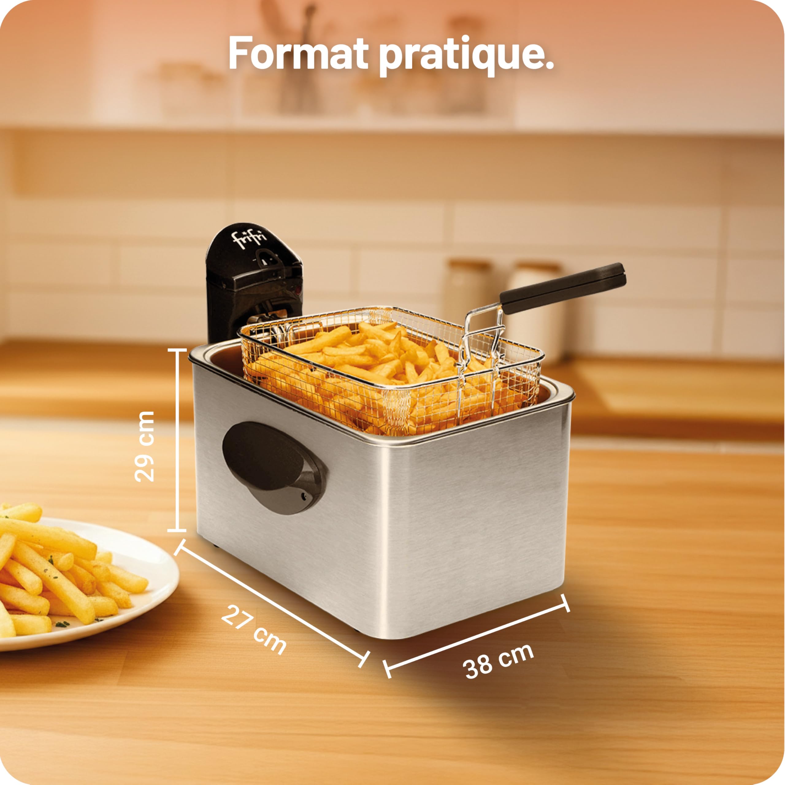 frifri Friteuse Expert 4,5L DUO 3200W - Design Rectangulaire,Tête de Chauffe Brevetée, Facile à Nettoyer - Aluminium