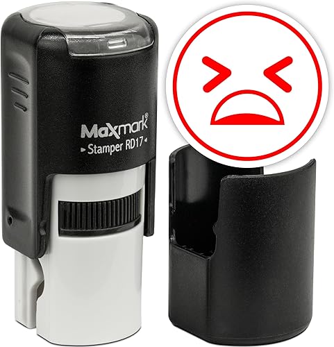 Miniatura 9 de MaxMark Sello Emoji Redondo Autoentintado - Feliz - Tinta Verde