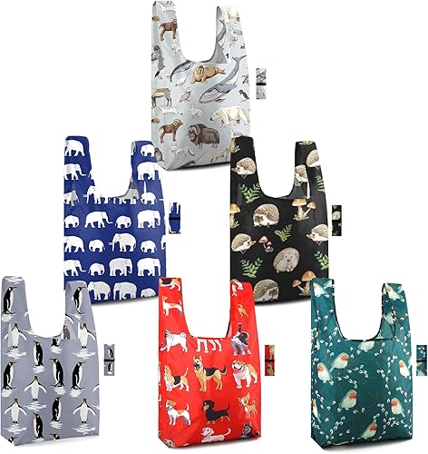 Vista 69 de BeeGreen Bolsas de compras plegables reutilizables con asas, paquete de 12 bolsas de tela de poliéster resistente, bolsas grandes reutilizables