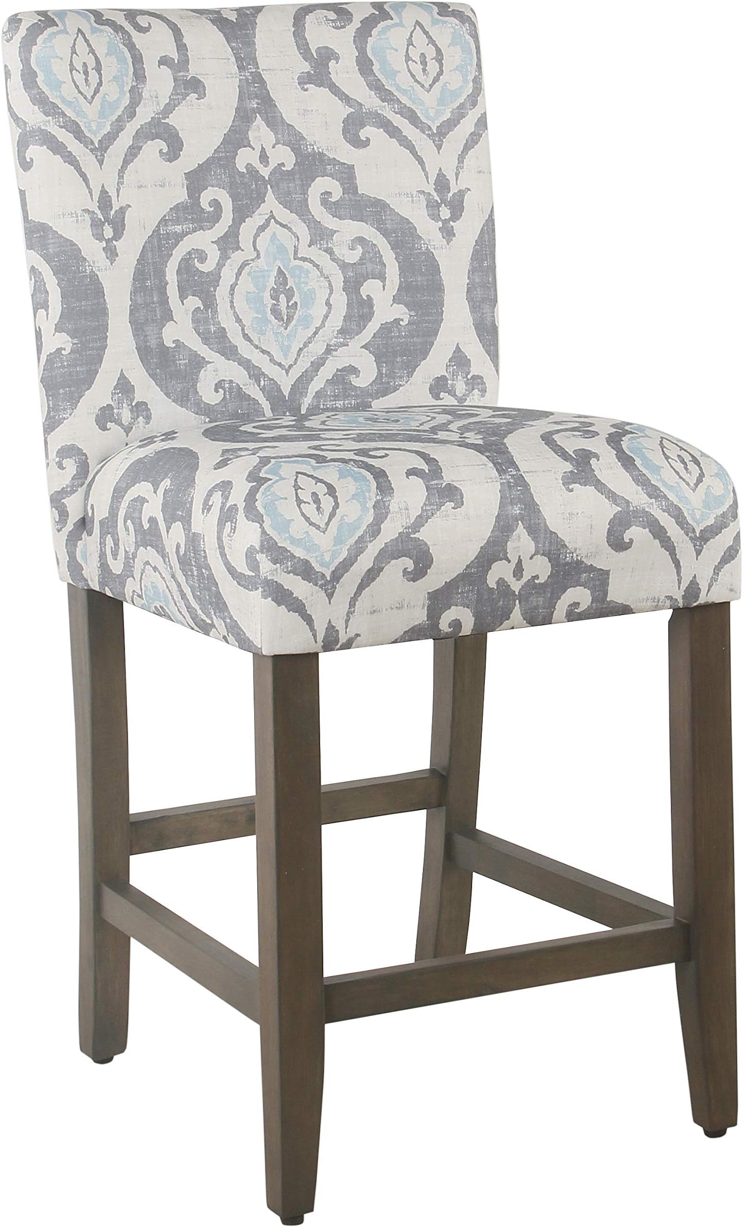 Upholstered Counter Height Barstool, 24-Inch, Suri Blue