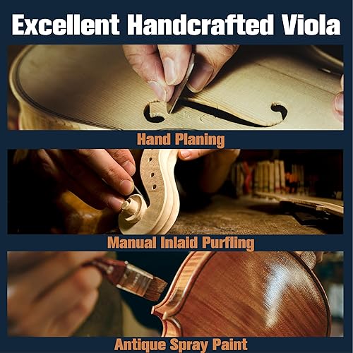 Miniatura 3 de Mendini MA Viola de madera maciza con estuche arco resina puente y cuerdas
