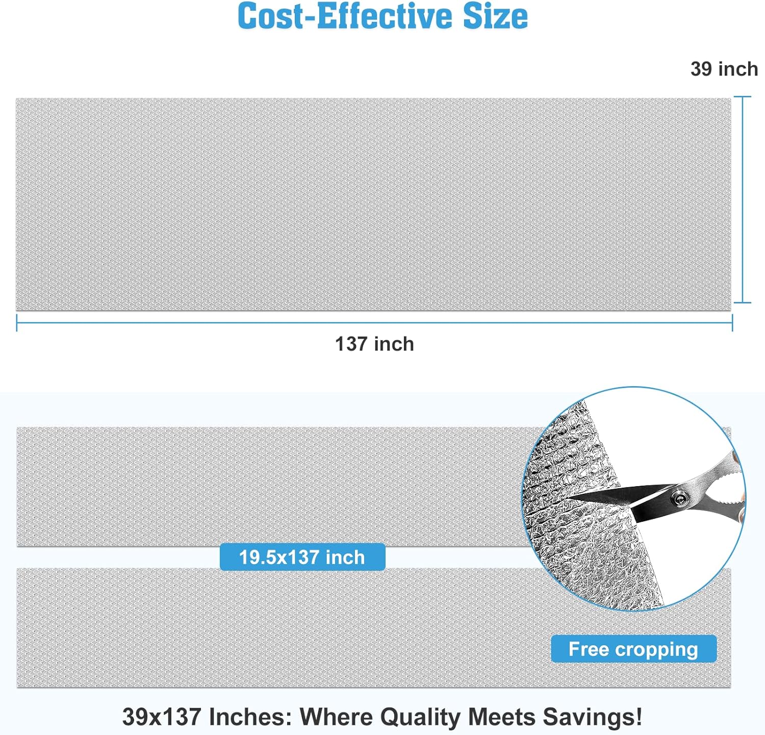 UCINNOVATE Bubble Reflective Insulation Roll, 39’’ x 137’’ Double Side Foil Thermal Insulation Sheet for Winter, Windows Aluminum Radiant Barrier for Summer Heat, Insulation Wrap for RV, Roof, Ducts