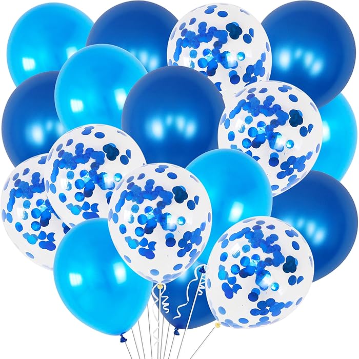 Buy Blue, Light blue and Blue Confetti Latex Balloons Kit - Pack of 30