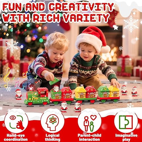 Miniatura 3 de Juego de tren de Navidad para niños pequeños de 2 a 4 años tren de juguete eléctrico con luz y música, juguetes para niños pequeños para niños de 1,