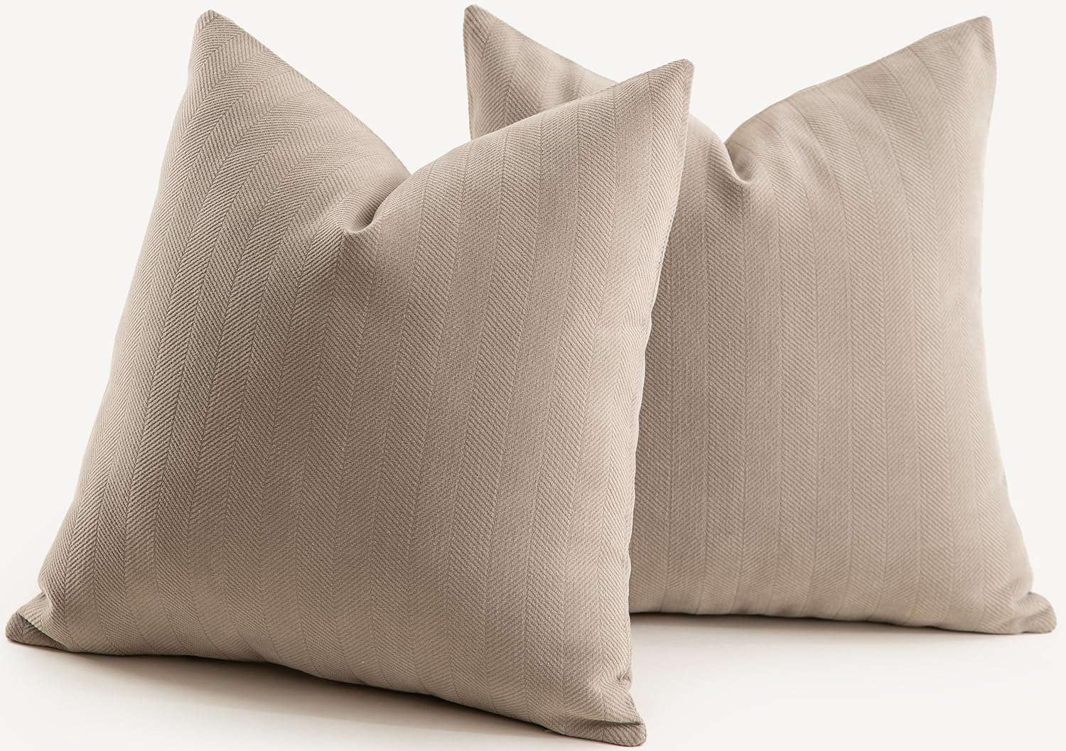 Mandioo Pack of 2 Chenille Cushion Covers Soft Comfortable Durable Throw Pillow Cases for Home Decor Sofa Couch Living Room Bedroom 22x 22 Inch 55x55 cm Taupe