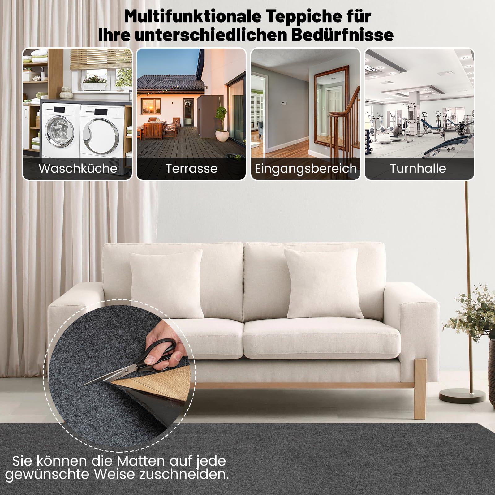 GOPLUS Garagenbodenmatte, 252,5 x 221 cm Ölauffangmatte zum Schutz des Garagenbodens, Bodenmatte mit doppelseitigem Klebeband, Garagenmatte Antirutschmatte Auto, wiederverwendbar