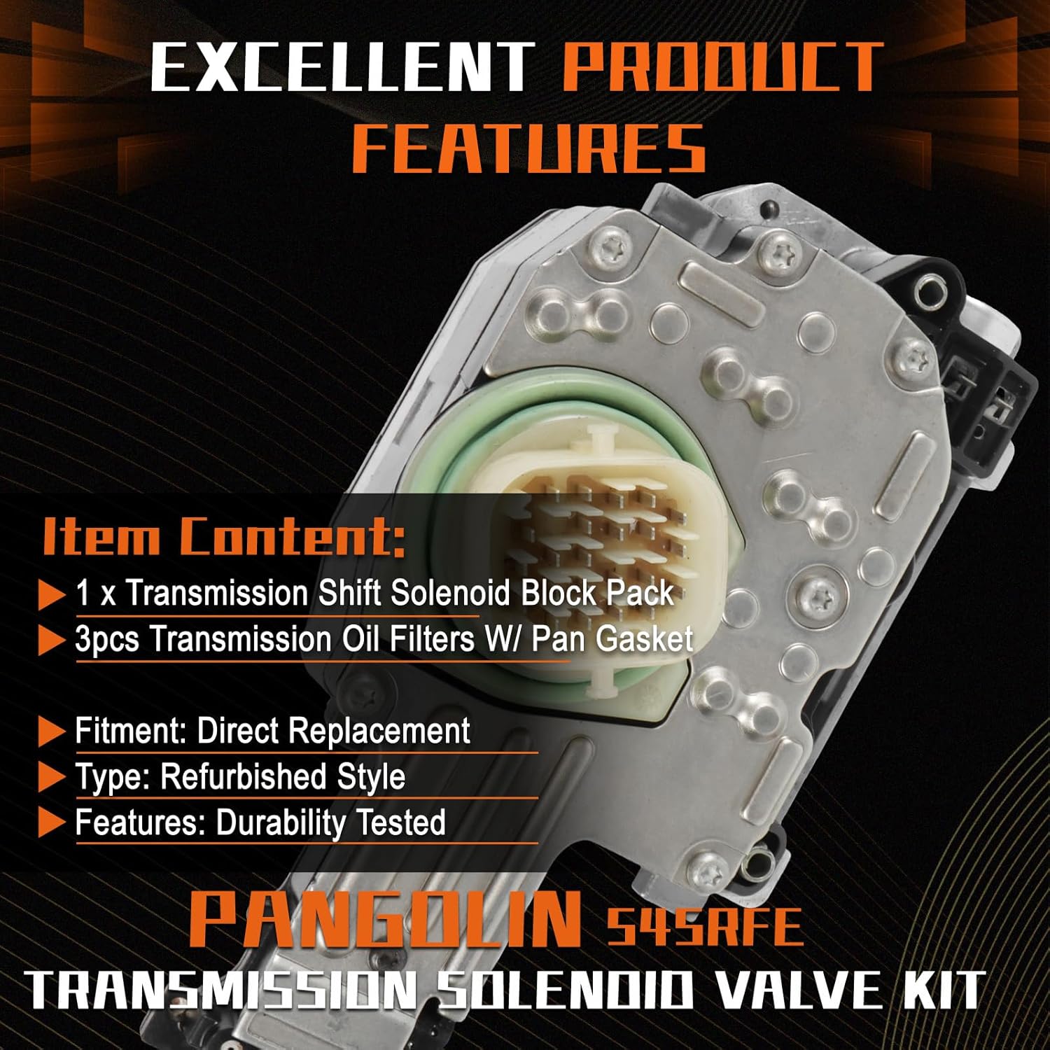 PANGOLIN 545RFE Transmission Solenoid Valve Kit fit for 2002-2018 Dodge Ram 1500 ST 5.7L V8 6 SPEED Automatic Transmission, Replace 68002342 52119435AB 5170877AF