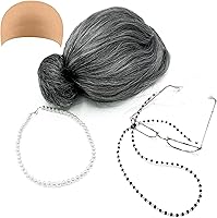 Vista 3 de 4E's Novelty Disfraz de anciana para niños, para 100 días de escuela, disfraz de abuela para niñas, accesorio para niños pequeños de 3 a 10 años