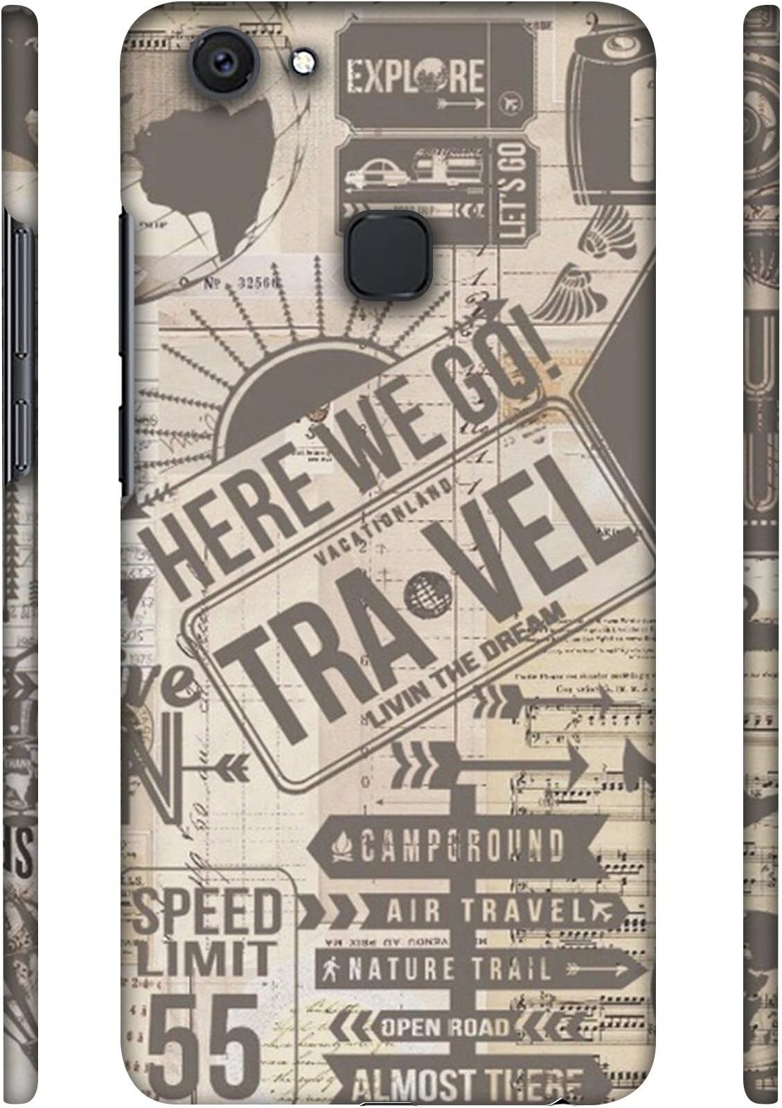 Travel Design 3D Printed Hard Back Case Cover for Vivo V7 Plus