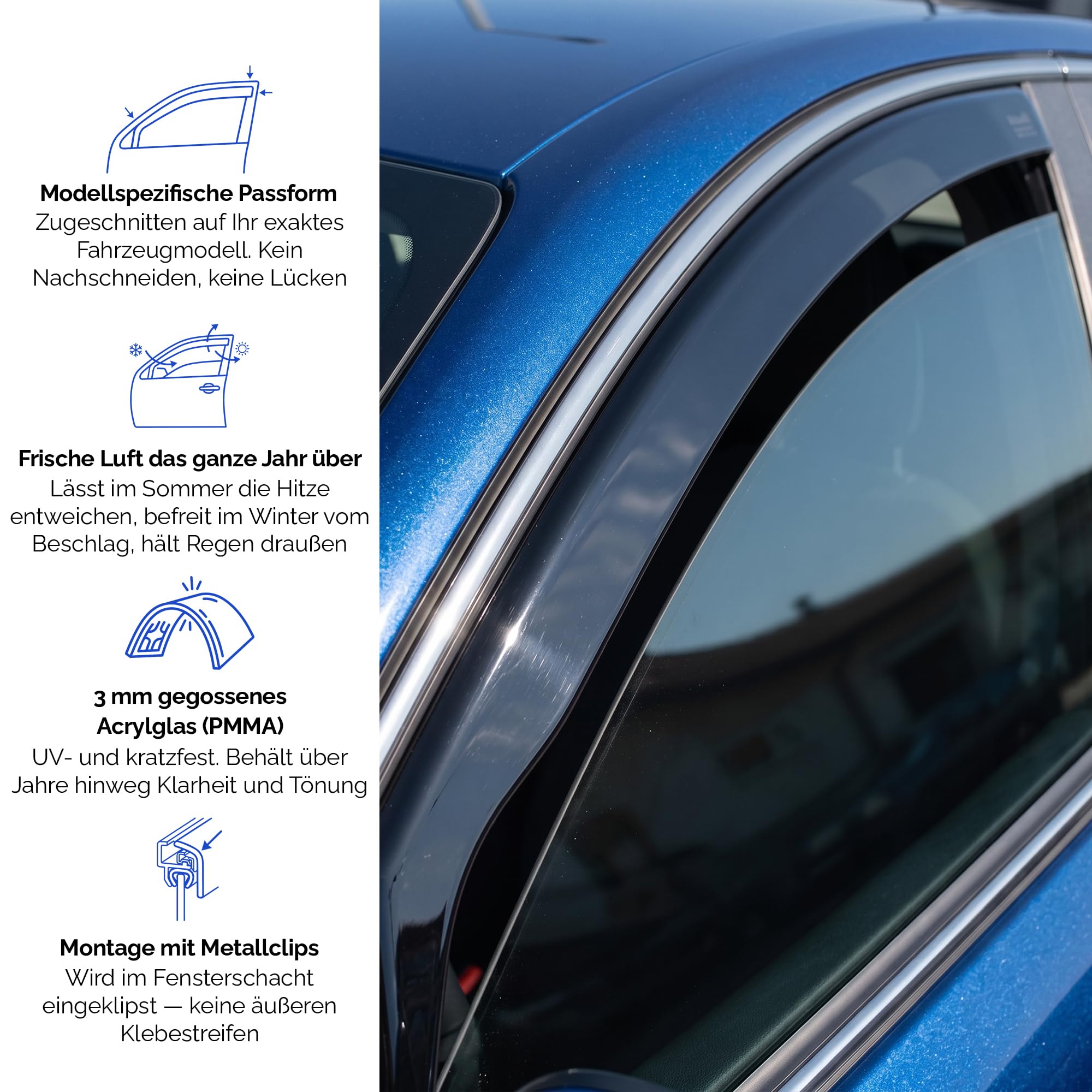 J&J AUTOMOTIVE HEKO Windabweiser für Volkswagen Touareg 2010-2018, 2tlg
