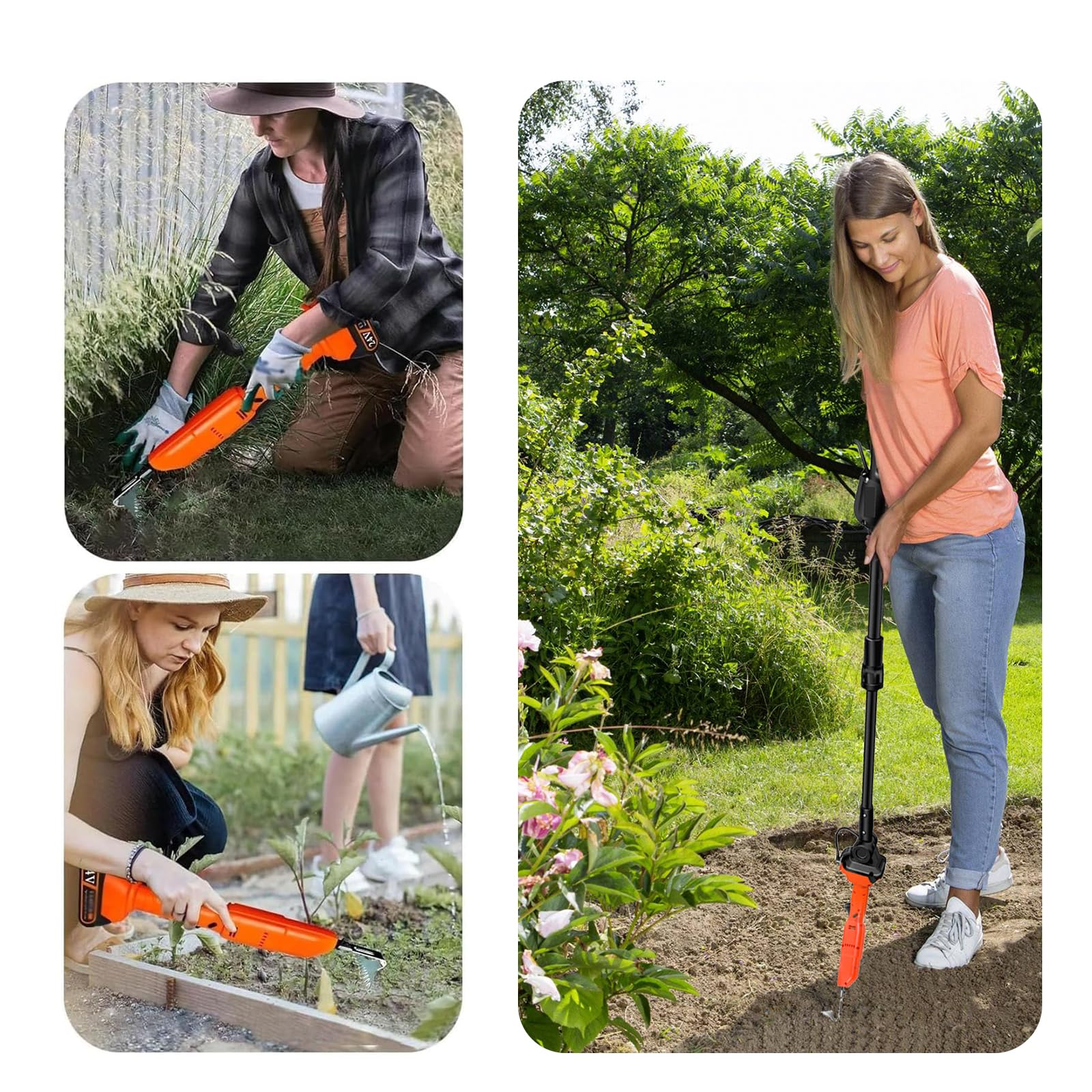 Zappetta da Giardino 24V Motorizzata A Batteria, Rastrello per Erbacce E Zappa da Giardino, 2500 giri/min Zappa Elettrica Portatile Con Asta di Prolunga per Diserbare Allentare Terreno