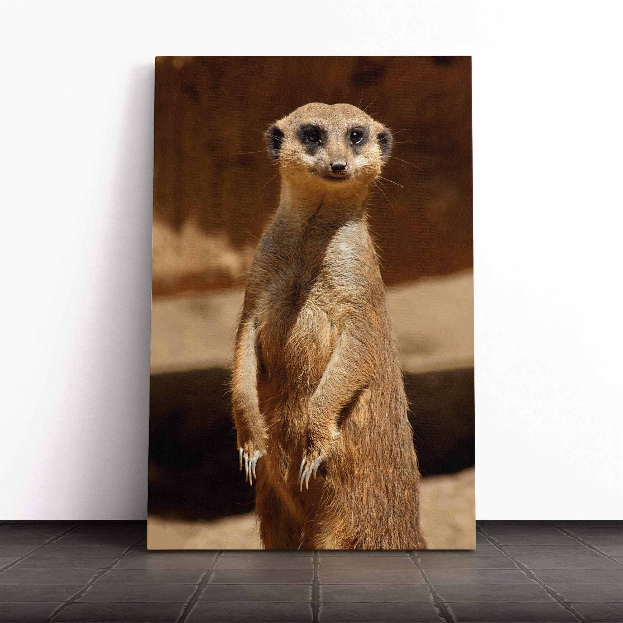 Meerkat (2) Canvas Print | Gallery Wrapped 30mm Frame Wall Art | 20x14 inches | Ready to Hang | Modern Picture | Living Room Bedroom Lounge Office