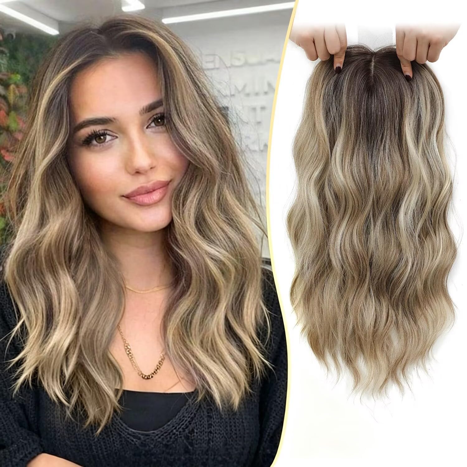 Ms Taj 16-Inch Synthetic Wavy Hair Topper for Women