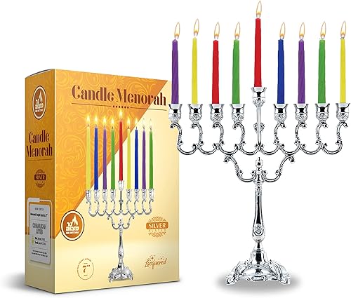 Miniatura 3 de Ner Mitzvah Vela Menorah chapada en plata se adapta a todas las velas estándar de Hanukkah  ramas curvas 725 pulgadas de alto x 65 pulgadas de ancho