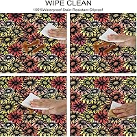 Vista 42 de Mantel ajustable de girasol, patrón de campo rural inspirado en el arte popular, casa de campo, granja, mantel impermeable para interiores y Verde