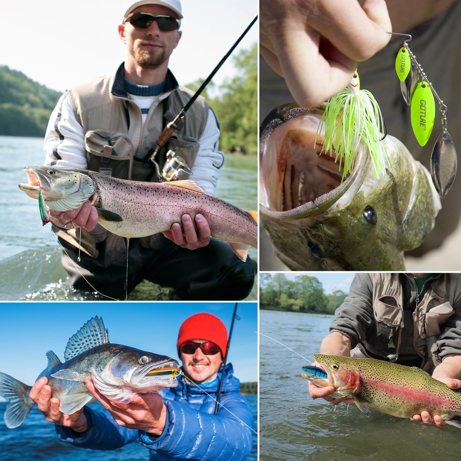 Goture Fishing Lures Kit, 18PCS Hard/Soft Bait Set with Glide Bait,Crankbaits,Minnows,Pencil Lure,Popper,Plopper,VIB,Spinnerbaits,Frog Lure,Shrimp Lures for Freshwater Saltwater Bass Trout Fishing