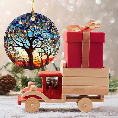 Miniatura 7 de Touber Adorno de árbol de la vida, decoración de Navidad, idea de regalo de vacaciones, recuerdo de reliquia, cerámica redonda, regalo de bolas,