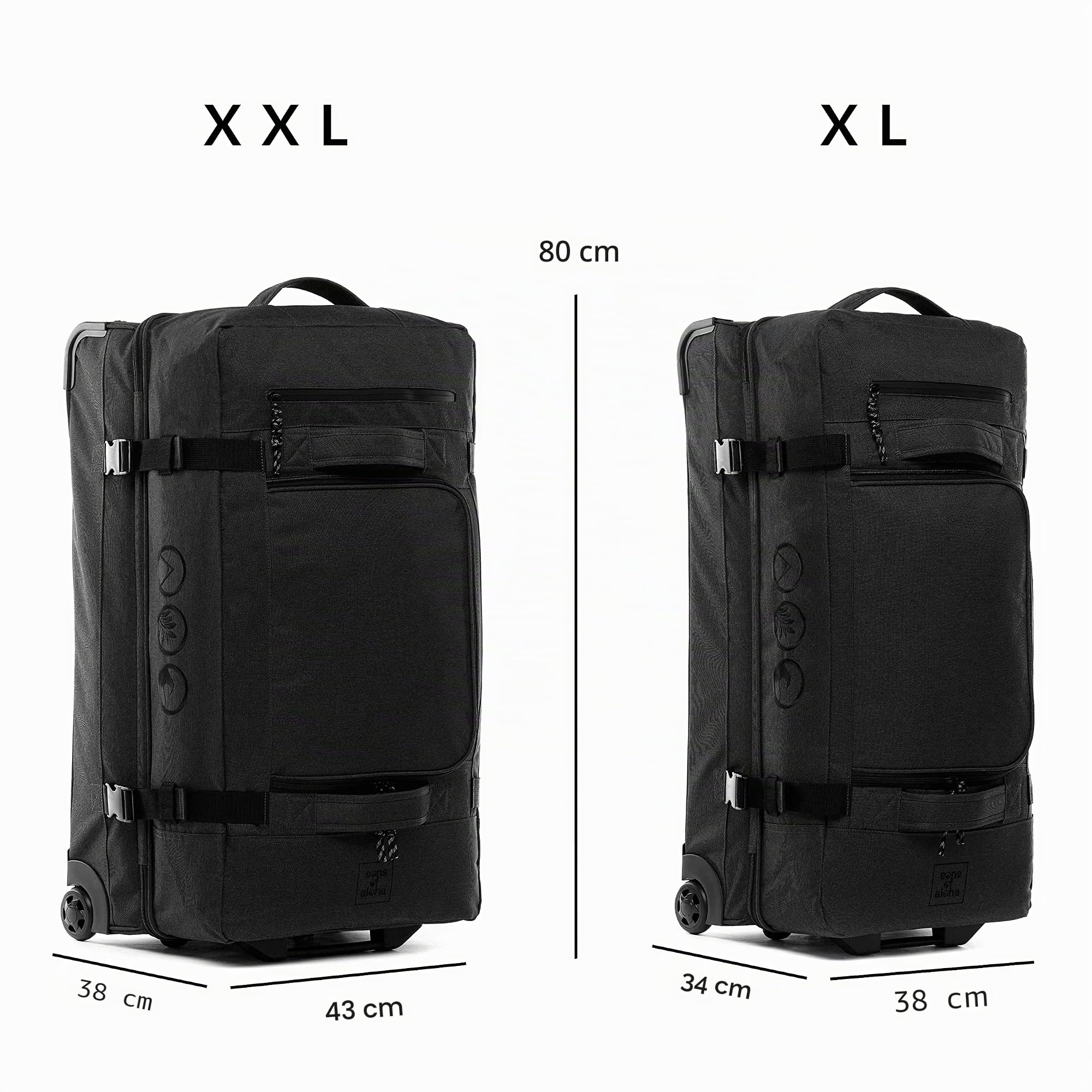 Borsa da viaggio sostenibile PET riciclato KANE │ valigia sportiva trolley da viaggio uomo donna, da PET riciclato │ bagaglio resistente con 2 ruote XL-120l fatto a mano