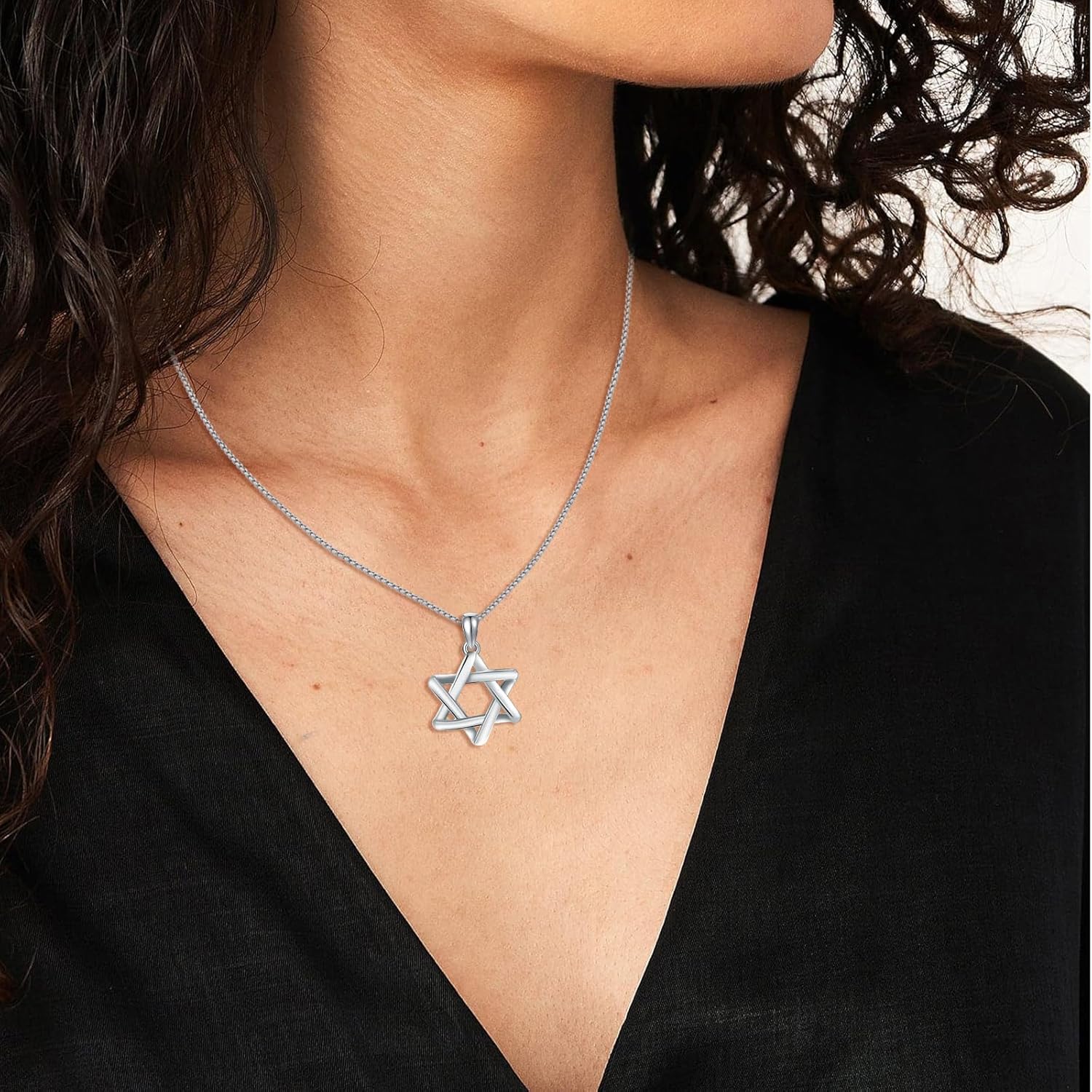 925 Sterling Silver Jewish Star of David Necklace with Stainless Steel Chain - Image 3