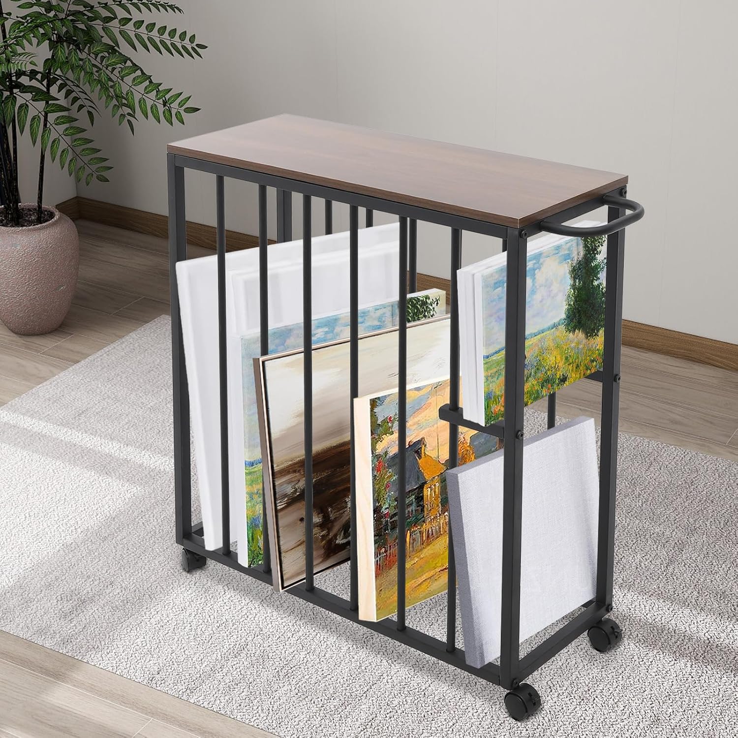 Drying Painting Canvas Rack with Wheels,Large Art Storage Rack, Art Storage Display Stands for Canvas, Frame, Drawing Board, Metal Crafts Print Rack