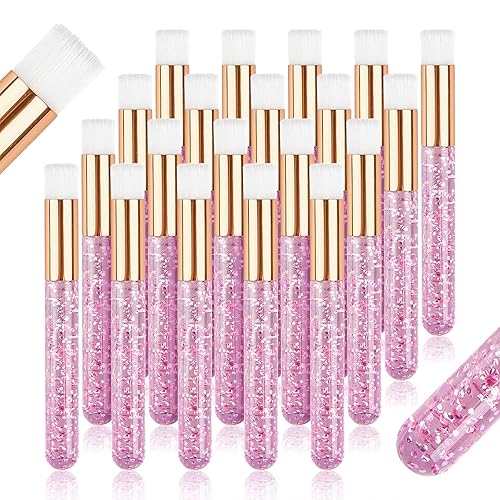 Miniatura 3 de TUZAZO 20 cepillos de champú de pestañas rosadas, cepillos limpiadores de extensión de pestañas de cristal con purpurina, cepillo de limpieza