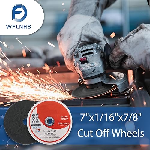 Miniatura 3 de Paquete de 100 ruedas de corte de 7 pulgadas para discos de corte de metal y acero inoxidable para amoladoras angulares de 7 x 116 x 78 pulgadas