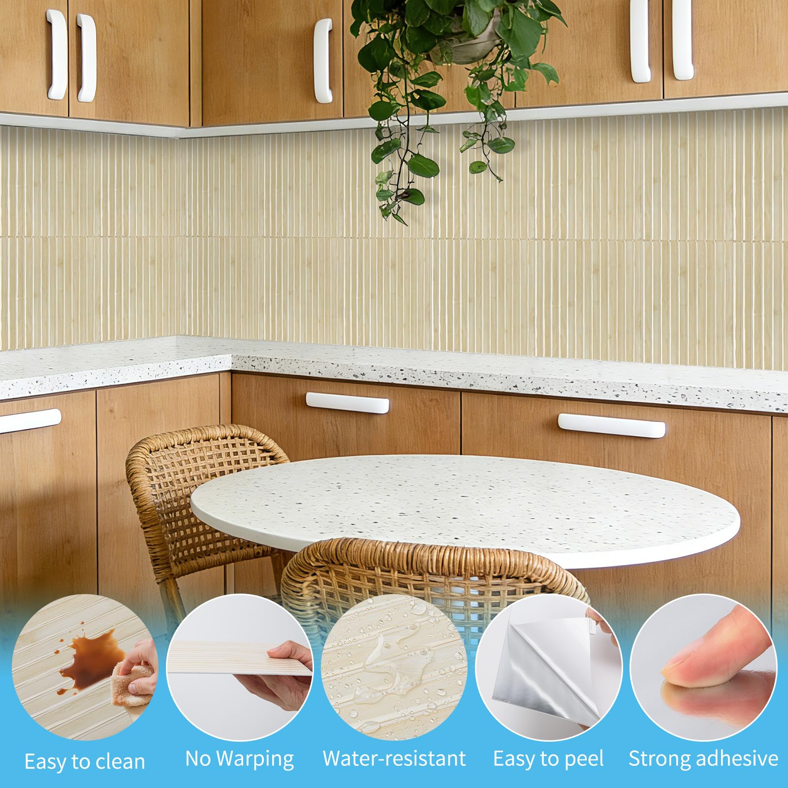 Art3d Lot de 10 Carreaux Muraux Autocollants,3D Aspect Lamelles en PVC | pour Salle de Bain,Cuisine,Salon,29 x 23 cm,Grain du Bois