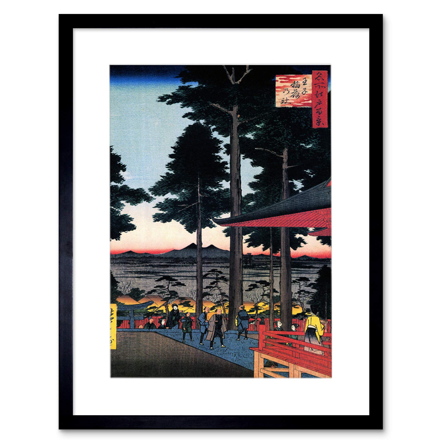 Wee Blue Coo Utagawa Hiroshige Inari Shrine Oji Artwork Framed Wall Art Print 12X16 Inch
