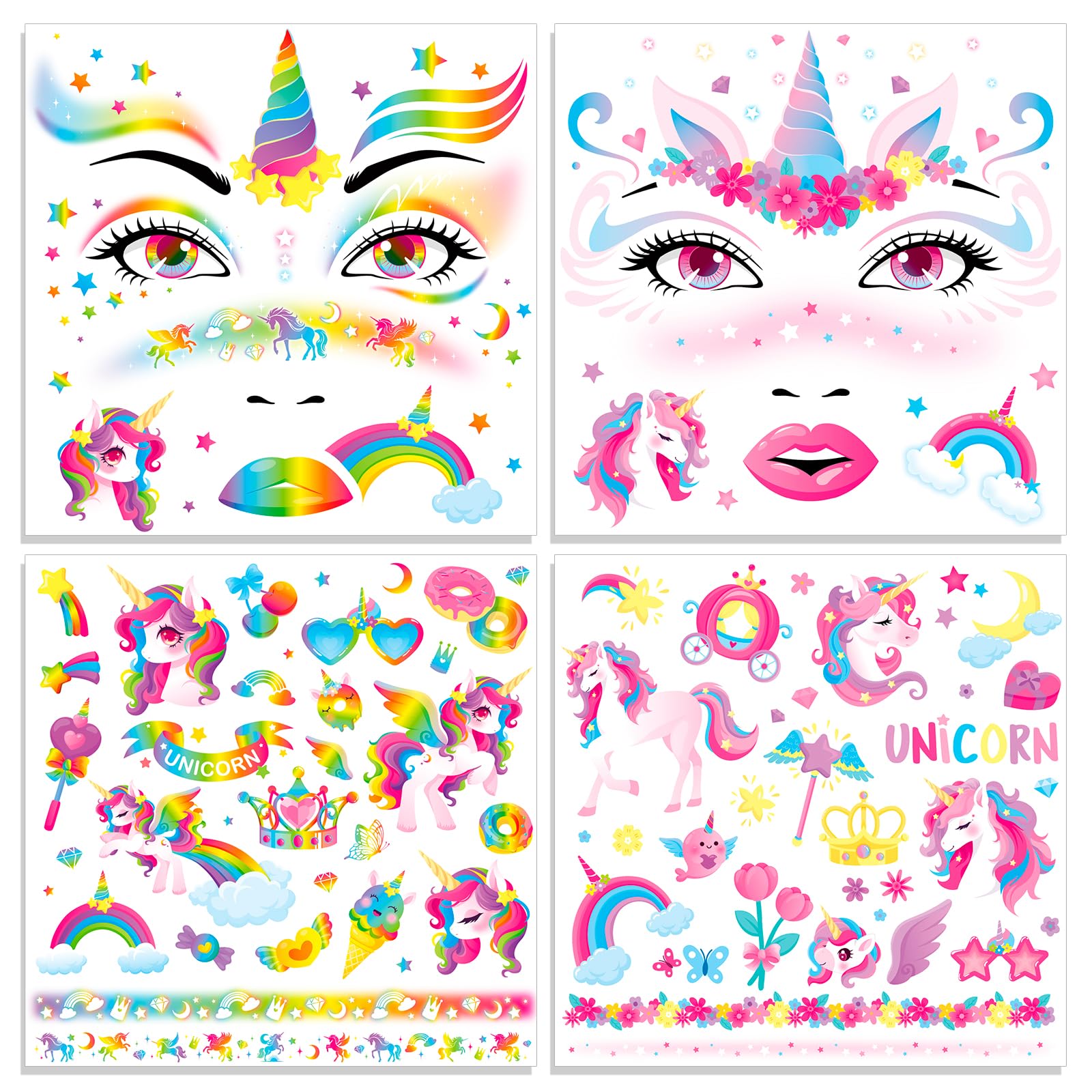 HOWAF 4 PCS Halloween Face Tattoos