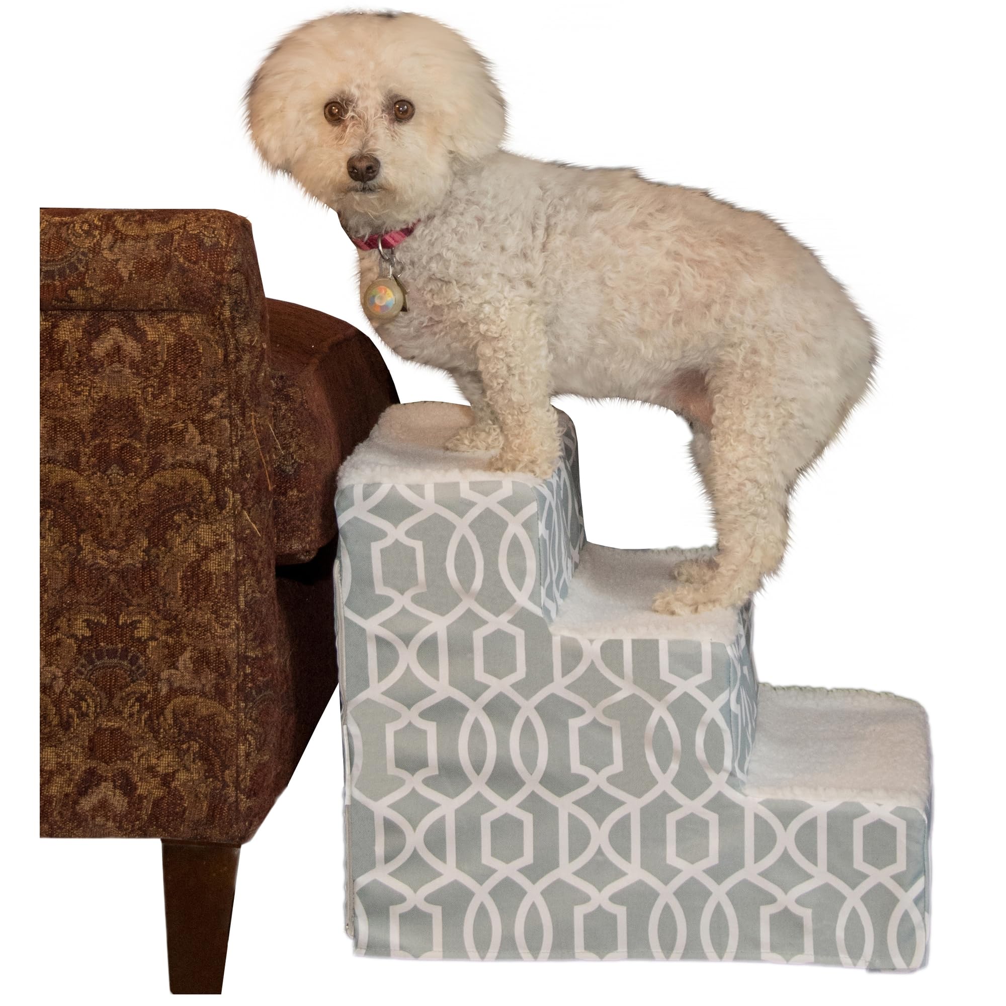Pet Gear Pet Step III & IV Pet Stairs for Small Dogs and Cats up to 50 pounds, Lightweight, No Tools Required, 13 Colors to Choose from, Mist Trellis Soft Step, 3 Steps