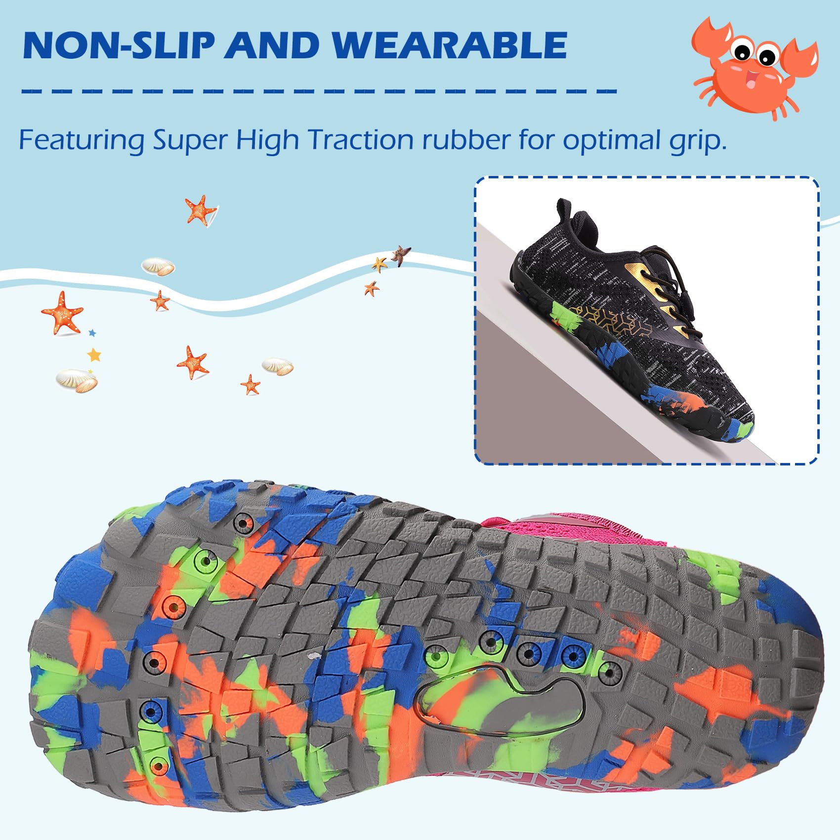 DimaiGlobal Chaussures de Trail Running Enfants Chaussures d'eau pour Plage et Sport Garçons Filles Séchage Rapide Antidérapant et Respirantes Chaussures Pieds Nus