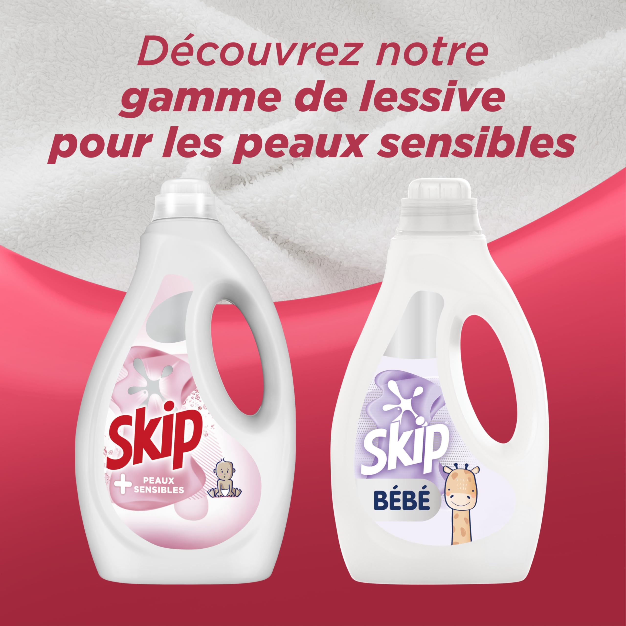 Skip - Lessive Liquide Peaux Sensibles - Contre les taches tenaces - Parfum léger et agréable - Testée dermatologiquement - 2x54 Lavages