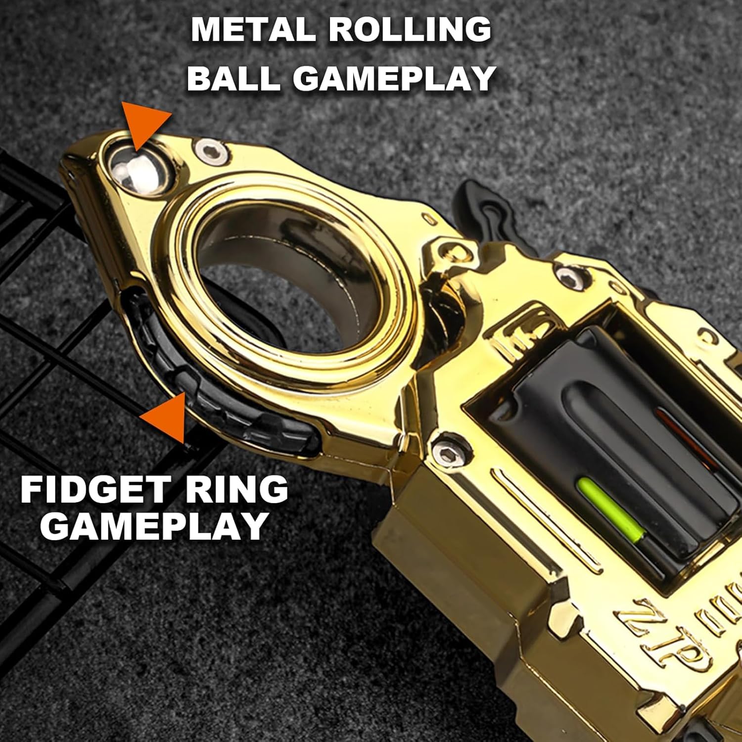 Metal Fidget Toys Adults Gun: Fidget Spinner Cool Fidget Toy for Men Stress Relief Spinner Ring for Finger Concentration Office Study Travel Easter Basket Stuffers for Man(Black)