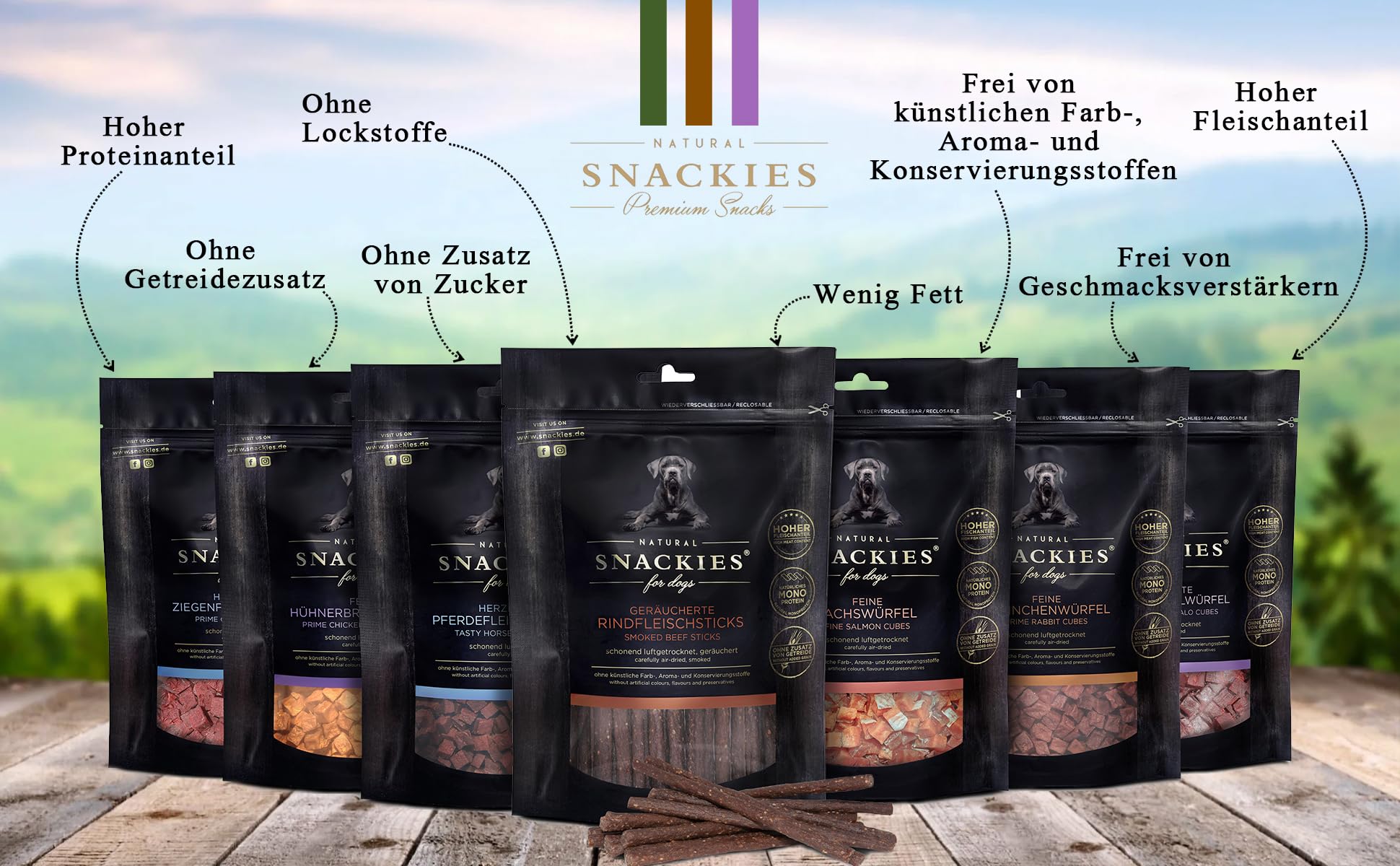 SNACKIES Vorteils-Set Pferd 6+1 Pack (à 170g) Premium Snacks für Hunde