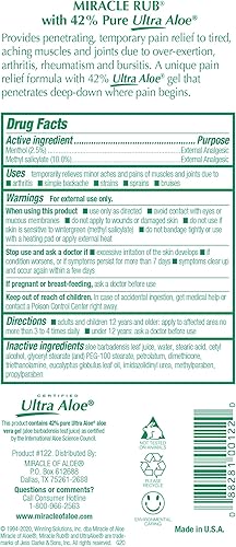 Miniatura 2 de Miracle of Aloe Miracle Rub - Crema para aliviar el dolor, 32 onzas, alivio rápido y eficaz para artritis, dolor muscular y articular, fórmula