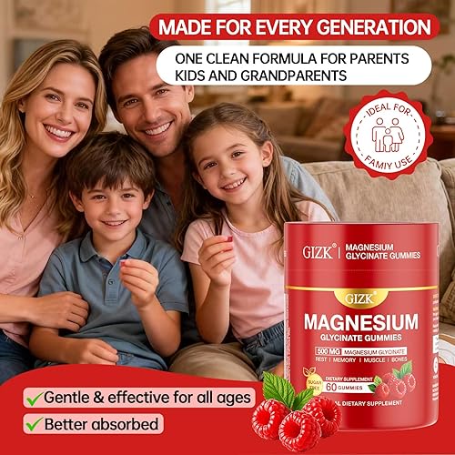 Miniatura 6 de Gomitas de glicinato de magnesio de 500 mg - Gomitas de magnesio sin azúcar para dormir, estrés, apoyo muscular y nervioso - para adultos y niños