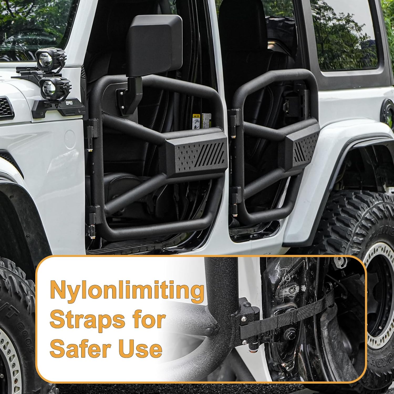Tube Doors with Side View Mirror for 2018-2025 Jeep Wrangler JL JLU & Gladiator JT 4 Doors Tubular Half Doors Off Road Summer Trail Adventure