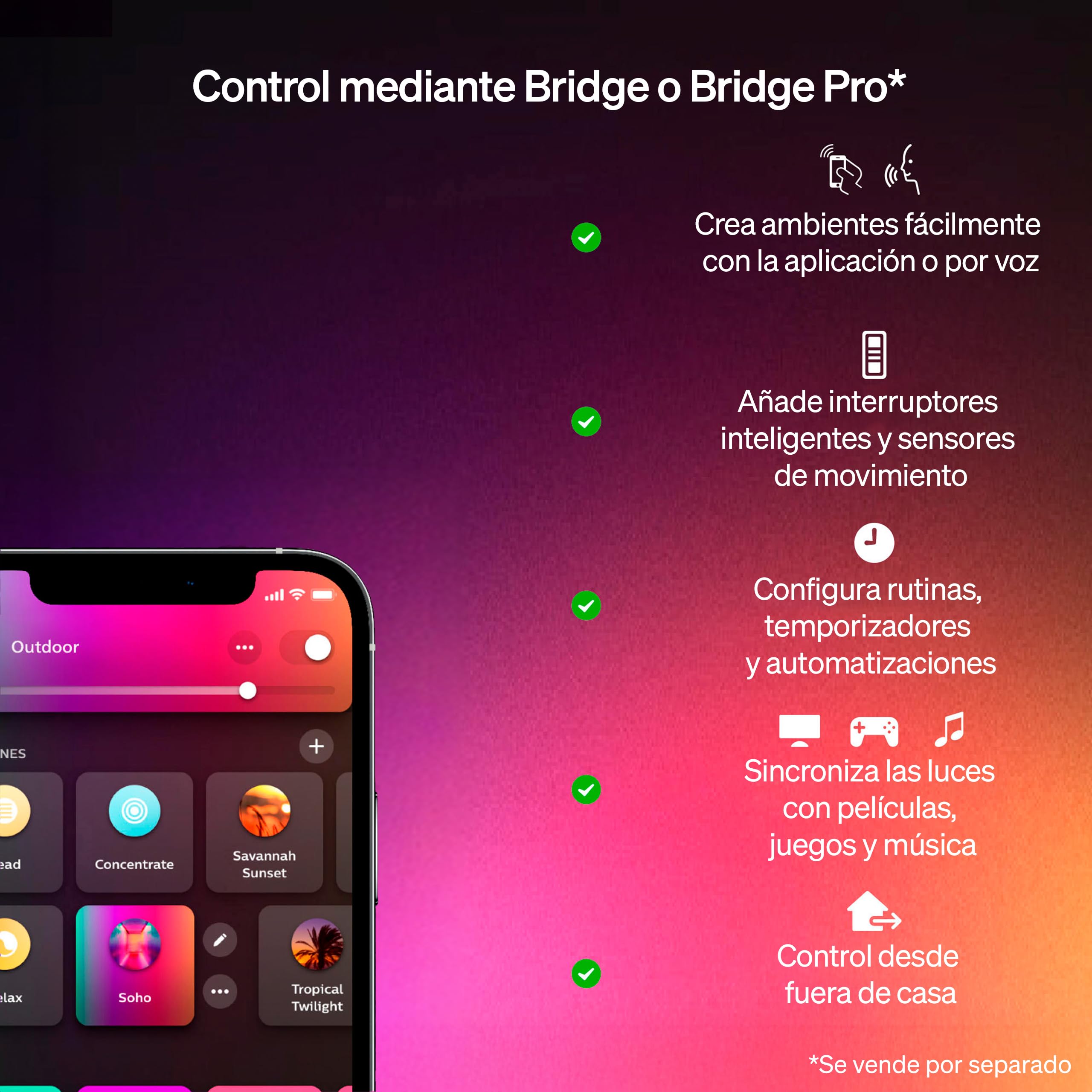 Philips Hue Lucca Aplique de Pared para Exterior, Luz Blanca y de Color Ajustable, Brillante, 1100 lm, con Bombilla A60, Regulable, IP44 Resistente a Intemperie, Compatible con Matter, Zigbee