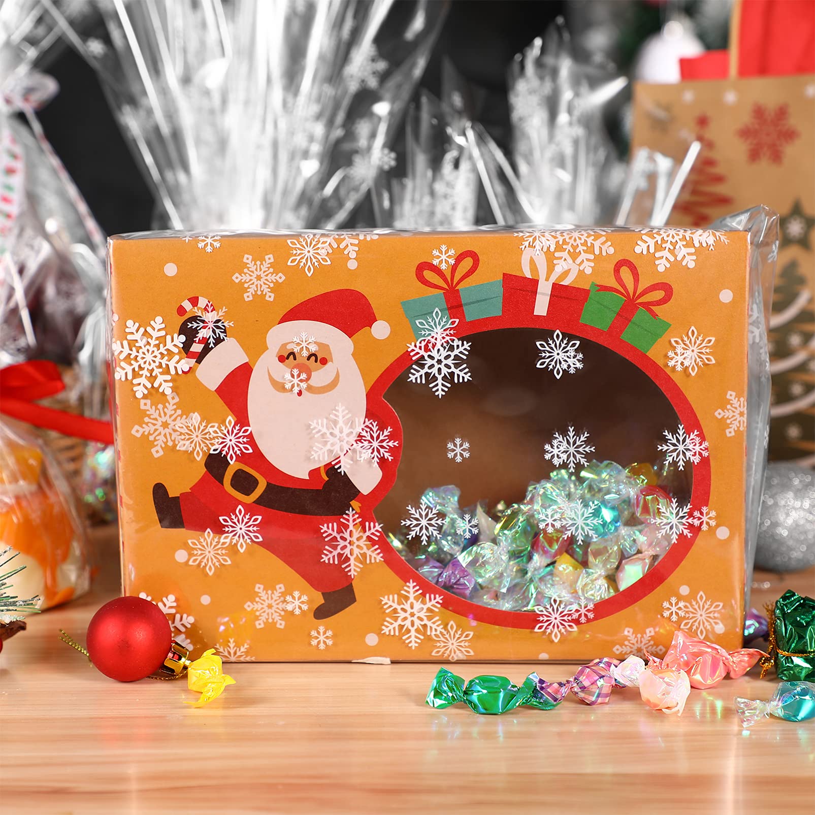 Schneeflocke Wrap Klar Zellophan Wrap Rolle Weihnachten Geschenk Verpackung Papier Snack Behandeln Taschen Körbe Ornamente (3000X86cm)