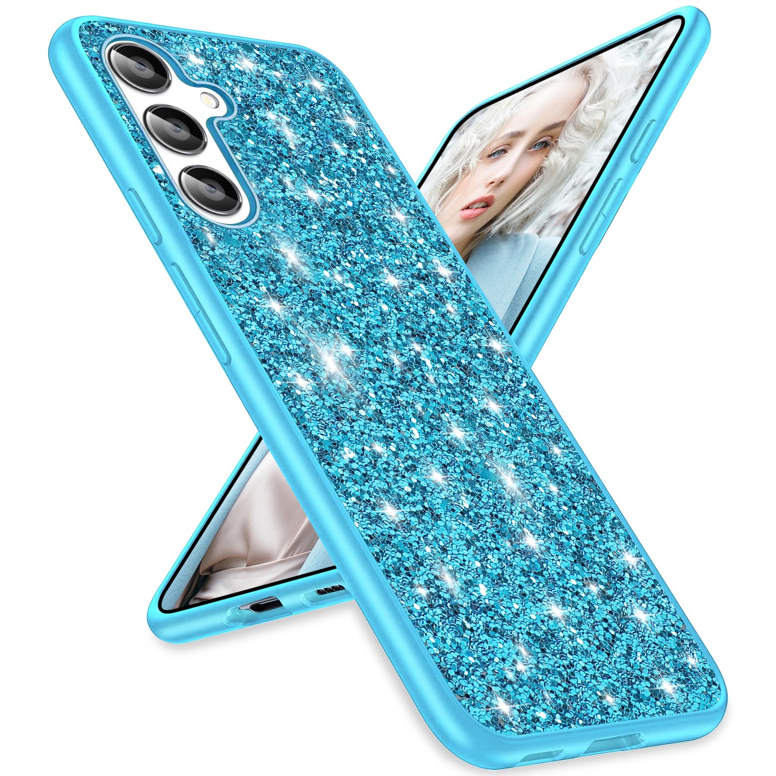 for Samsung S24 FE Case Glitter Slim Sparkle Diamond TPU Bumper Full Body Shockproof Protection for Samsung Galaxy S24 FE Phone Case Women Girls Soft
