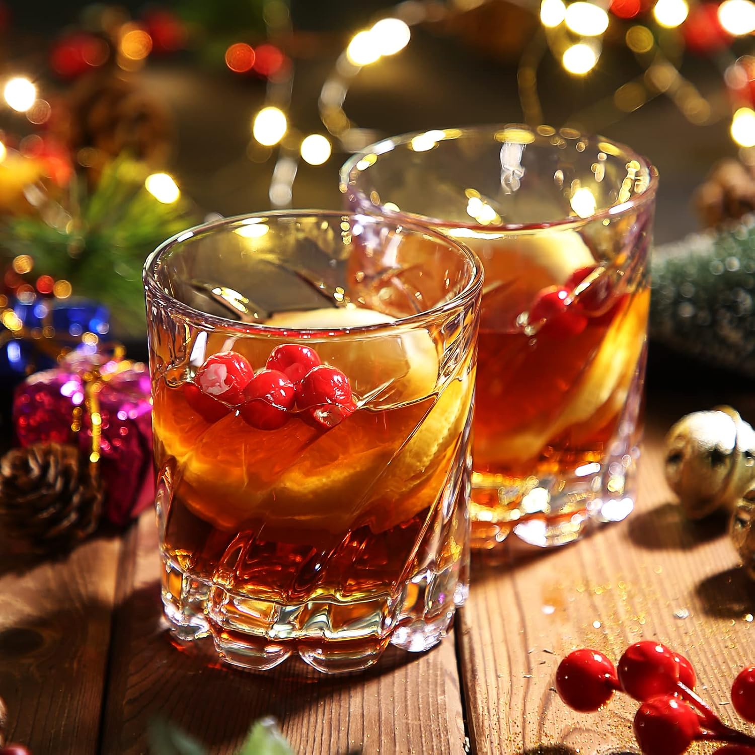 【回転で飲み物を混ぜる】誕生日プレゼント 男性 退職祝い ロックグラス スピン ペア 焼酎 結婚記念日 新築 昇進祝い 父の日 回転グラス 木箱入り アイスキューブ付き おしゃれ おもしろいプレゼント ウイスキー 285ml (ウェーブ)