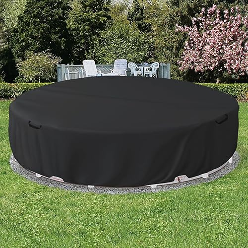 Miniatura 7 de Cubierta redonda de acero de 8 pies para piscina, mejorada a cobertura completa, diseño de cuerda de alambre y cabrestante que aumenta la