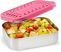 Vista 17 de LunchBots Medium Uno - Recipiente para sándwiches de acero inoxidable, diseño abierto para envolturas, ensaladas o comidas pequeñas, ecológico, apto