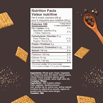 Triscuit Cracked Pepper & Olive Oil, 200g/7.1 oz., Wheat Crackers (Imported from Canada)