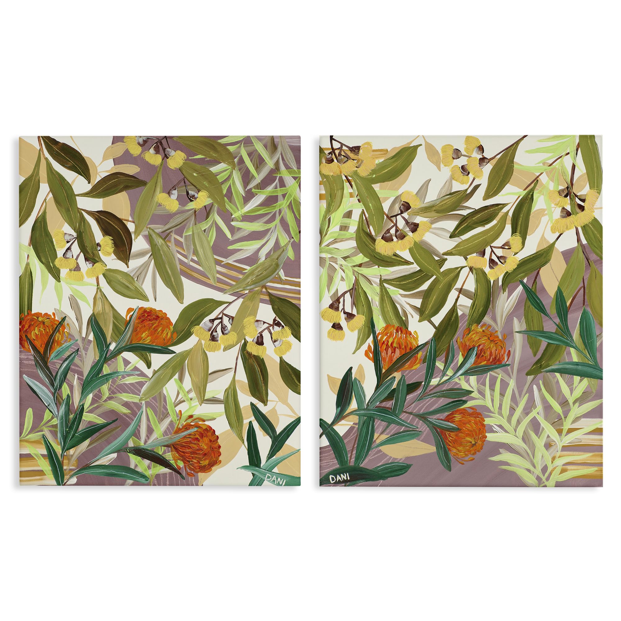 Stupell Industries 'Walk With Me Botanicals', 2pc Canvas Art Set 2, 24 x 30 Inches, Easy to Hang and Sturdy, Made in USA, by Dani Heyward