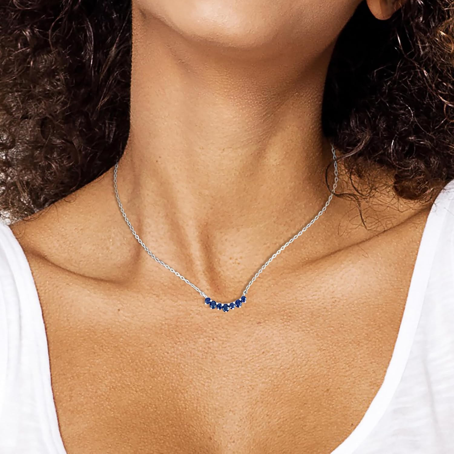 Genuine Stone Pendant Necklace with Cable Chain, 18 Inches