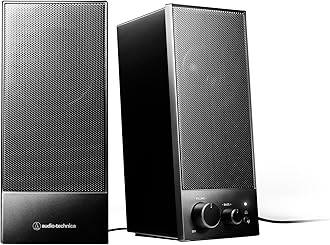 Audio-Technica AT-SP105 Active Speaker, PC Record Player, 0.14 inch (3.5 mm) Stereo Mini / USB Digital Input, USB Power, Bass Adjustment Knob, Headphone Terminal, Output 6 W φ2.3 inches (58 mm) Full