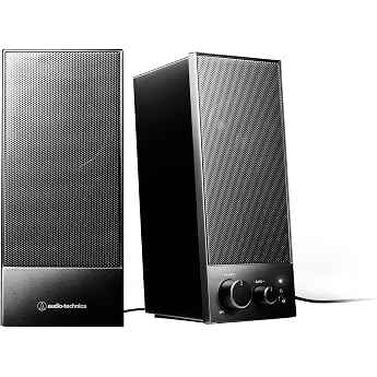 Audio-Technica AT-SP105 Active Speaker PC Black | 3.5mm Stereo Mini USB Digital Input, USB Powered, Bass Adjustment Knob, Hea