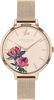 Sara Miller The Peony Collection SA4034 Reloj de pulsera de malla chapado en oro rosa